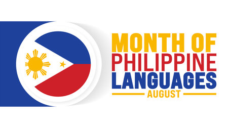 Month of Philippine Languages is observed every year in August. Holiday concept. Template for background, banner, card, poster, placard, design template with unique shapesのイラスト素材