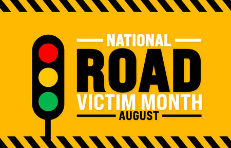 National Road Victim Month is observed every year in August. Holiday concept. Template for background, banner, card, poster, placard, design template with unique shapesのイラスト素材