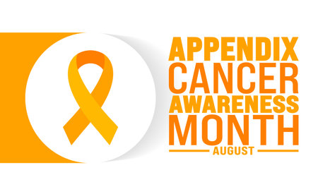 Appendix Cancer Awareness Month is observed every year in August. Holiday concept. Template for background, banner, card, poster, placard, design template with unique shapesのイラスト素材