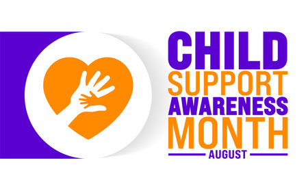 Child Support Awareness Month is observed every year in August. Holiday concept. Template for background, banner, card, poster, placard, design template with unique shapesのイラスト素材