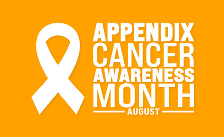 Appendix Cancer Awareness Month is observed every year in August. Holiday concept. Template for background, banner, card, poster, placard, design template with unique shapesのイラスト素材
