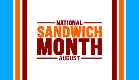 Sandwich Month is observed every year in August. Holiday concept. Template for background, banner, card, poster, placard, design template with unique shapes with standard color.のイラスト素材