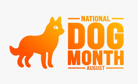 National Dog Month is observed every year in August. Holiday concept. Template for background, banner, card, poster, placard, design template with unique shapes with standard colorのイラスト素材