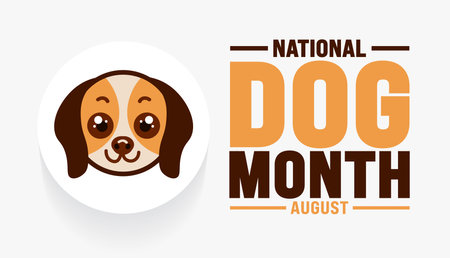 National Dog Month is observed every year in August. Holiday concept. Template for background, banner, card, poster, placard, design template with unique shapes with standard colorのイラスト素材