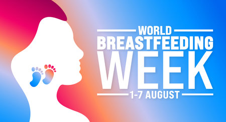 World Breastfeeding Week is observed every year in August. Holiday concept. Template for background, banner, card, poster, placard, design template with unique shapes with standardのイラスト素材