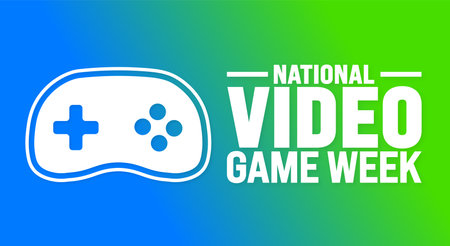 National Video Game Week is observed every year in August. Holiday concept. Template for background, banner, card, poster, placard, design template with unique shapes with standardのイラスト素材