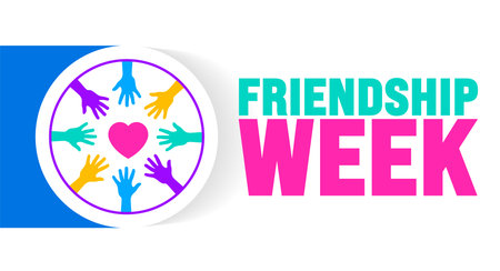 Friendship Week is observed every year in August. Holiday concept. Template for background, banner, card, poster, placard, design template with unique shapes with standard color.のイラスト素材