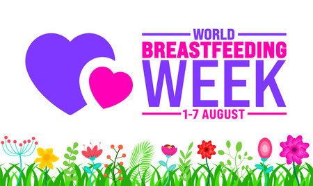 World Breastfeeding Week is observed every year in August. Holiday concept. Template for background, banner, card, poster, placard, design template with unique shapes with standardのイラスト素材