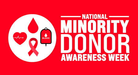 National Minority Donor Awareness Week is observed every year in August. Holiday concept. Template for background, banner, card, poster, placard, design template with unique shapesのイラスト素材