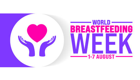World Breastfeeding Week is observed every year in August. Holiday concept. Template for background, banner, card, poster, placard, design template with unique shapes with standardのイラスト素材