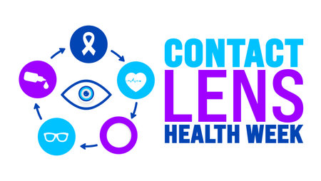 Contact Lens Health Week is observed every year in August. Holiday concept. Template for background, banner, card, poster, placard, design template with unique shapes with standardのイラスト素材