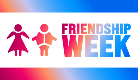 Friendship Week is observed every year in August. Holiday concept. Template for background, banner, card, poster, placard, design template with unique shapes with standard color.のイラスト素材