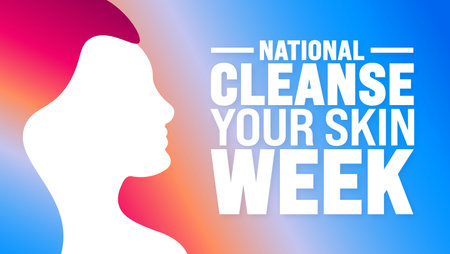 National Cleanse Your Skin Week is observed every year in August. Holiday concept. Template for background, banner, card, poster, placard, design template with unique shapesのイラスト素材