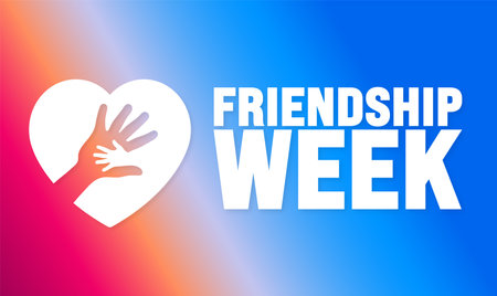 Friendship Week is observed every year in August. Holiday concept. Template for background, banner, card, poster, placard, design template with unique shapes with standard color.のイラスト素材
