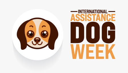 International Assistance Dog Week is observed every year in August. Holiday concept. Template for background, banner, card, poster, placard, design template with unique shapesのイラスト素材
