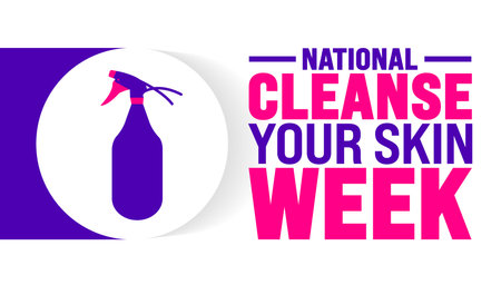 National Cleanse Your Skin Week is observed every year in August. Holiday concept. Template for background, banner, card, poster, placard, design template with unique shapesのイラスト素材
