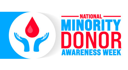 National Minority Donor Awareness Week is observed every year in August. Holiday concept. Template for background, banner, card, poster, placard, design template with unique shapesのイラスト素材