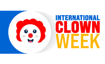 International Clown Week is observed every year in August. Holiday concept. Template for background, banner, card, poster, placard, design template with unique shapes with standardのイラスト素材