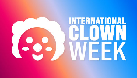 International Clown Week is observed every year in August. Holiday concept. Template for background, banner, card, poster, placard, design template with unique shapes with standardのイラスト素材