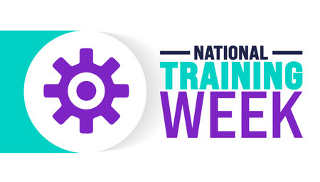 National Training Week is observed every year in August. Holiday concept. Template for background, banner, card, poster, placard, design template with unique shapesのイラスト素材