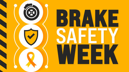 Brake Safety Week is observed every year in August. Holiday concept. Template for background, banner, card, poster, placard, design template with unique shapes with standard color.のイラスト素材