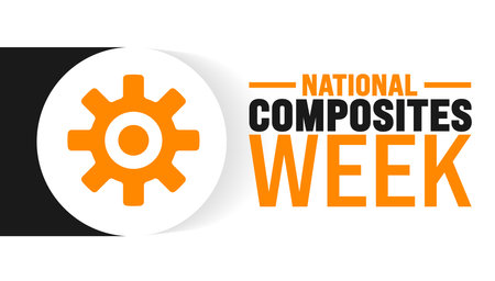National Composites Week is observed every year in August. Holiday concept. Template for background, banner, card, poster, placard, design template with unique shapes with standardのイラスト素材
