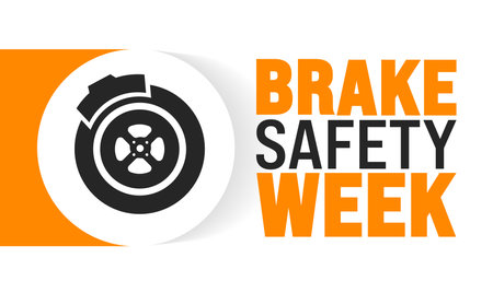 Brake Safety Week is observed every year in August. Holiday concept. Template for background, banner, card, poster, placard, design template with unique shapes with standard color.のイラスト素材