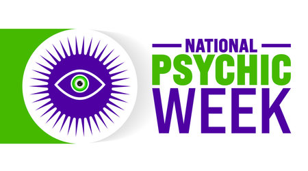National Psychic Week is observed every year in August. Holiday concept. Template for background, banner, card, poster, placard, design template with unique shapesのイラスト素材