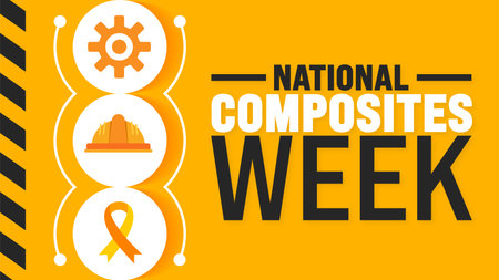 National Composites Week is observed every year in August. Holiday concept. Template for background, banner, card, poster, placard, design template with unique shapes with standardのイラスト素材