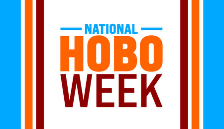 National Hobo Week is observed every year in August. Holiday concept. Template for background, banner, card, poster, placard, design template with unique shapes with standard colorのイラスト素材