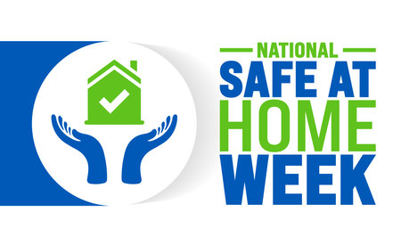 National Safe at Home Week is observed every year in August. Holiday concept. Template for background, banner, card, poster, placard, design template with unique shapesのイラスト素材