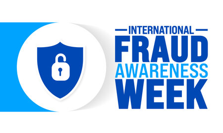 international Fraud Awareness Week is observed every year in August. Holiday concept. Template for background, banner, card, poster, placard, design template with unique shapesのイラスト素材
