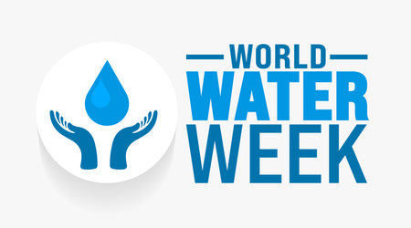 World Water Week is observed every year in August. Holiday concept. Template for background, banner, card, poster, placard, design template with unique shapes with standard color.のイラスト素材