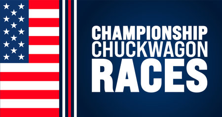 National Championship Chuckwagon Races is observed every year in August. Holiday concept. Template for background, banner, card, poster, placard, design template with unique shapesのイラスト素材