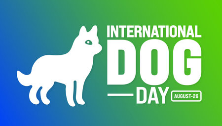 International Dog Day is observed every year in August. Holiday concept. Template for background, banner, card, poster, placard, design template with unique shapesのイラスト素材