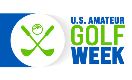 U.S. Amateur Golf Week is observed every year in August. Holiday concept. Template for background, banner, card, poster, placard, design template with unique shapesのイラスト素材