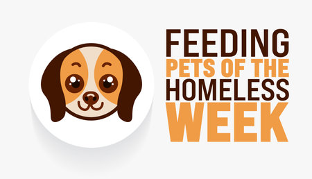 Feeding Pets of the Homeless Week is observed every year in August. Holiday concept. Template for background, banner, card, poster, placard, design template with unique shapesのイラスト素材