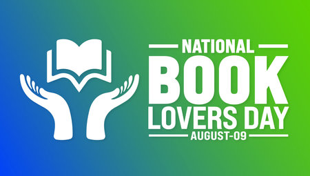 Book Lovers Day is observed every year in August. Holiday concept. Template for background, banner, card, poster, placard, design template with unique shapes with standard color.のイラスト素材