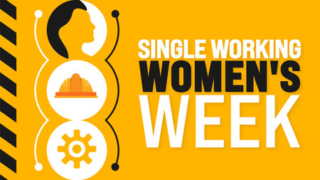 Single Working Women's Week is observed every year in August. Holiday concept. Template for background, banner, card, poster, placard, design template with unique shapesのイラスト素材