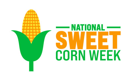 National Sweet Corn Week is observed every year in August. Holiday concept. Template for background, banner, card, poster, placard, design template with unique shapes with standardのイラスト素材
