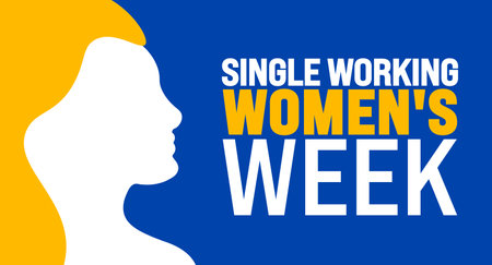 Single Working Women's Week is observed every year in August. Holiday concept. Template for background, banner, card, poster, placard, design template with unique shapesのイラスト素材