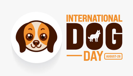 International Dog Day is observed every year in August. Holiday concept. Template for background, banner, card, poster, placard, design template with unique shapesのイラスト素材