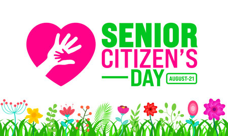 Senior Citizenâs Day is observed every year in 21 August. Holiday concept. Template for background, banner, card, poster, placard, design template with unique shapesのイラスト素材