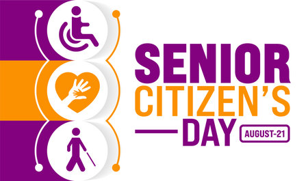 Senior Citizenâs Day is observed every year in 21 August. Holiday concept. Template for background, banner, card, poster, placard, design template with unique shapesのイラスト素材
