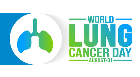 World Lung Cancer Day is observed every year in 01 August. Holiday concept. Template for background, banner, card, poster, placard, design template with unique shapesのイラスト素材