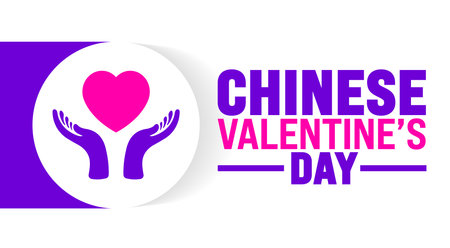 Chinese Valentineâs Day is observed every year in August. Holiday concept. Template for background, banner, card, poster, placard, design template with unique shapesのイラスト素材