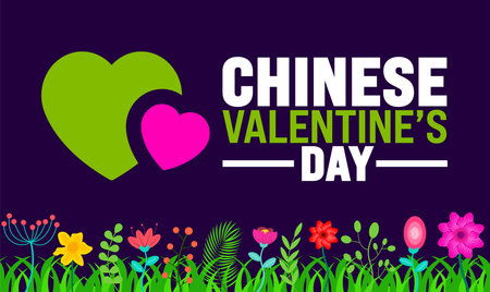 Chinese Valentineâs Day is observed every year in August. Holiday concept. Template for background, banner, card, poster, placard, design template with unique shapesのイラスト素材