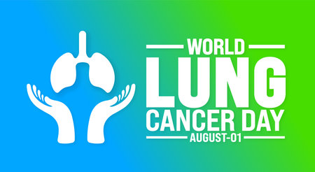 World Lung Cancer Day is observed every year in 01 August. Holiday concept. Template for background, banner, card, poster, placard, design template with unique shapesのイラスト素材