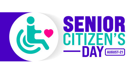 Senior Citizenâs Day is observed every year in 21 August. Holiday concept. Template for background, banner, card, poster, placard, design template with unique shapesのイラスト素材
