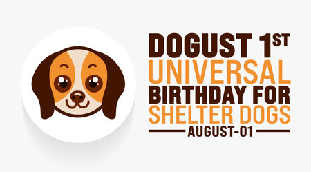 DOGust 1st Universal Birthday for Shelter Dogs is observed every year in August. Holiday concept. Template for background, banner, card, poster, placard, design templateのイラスト素材